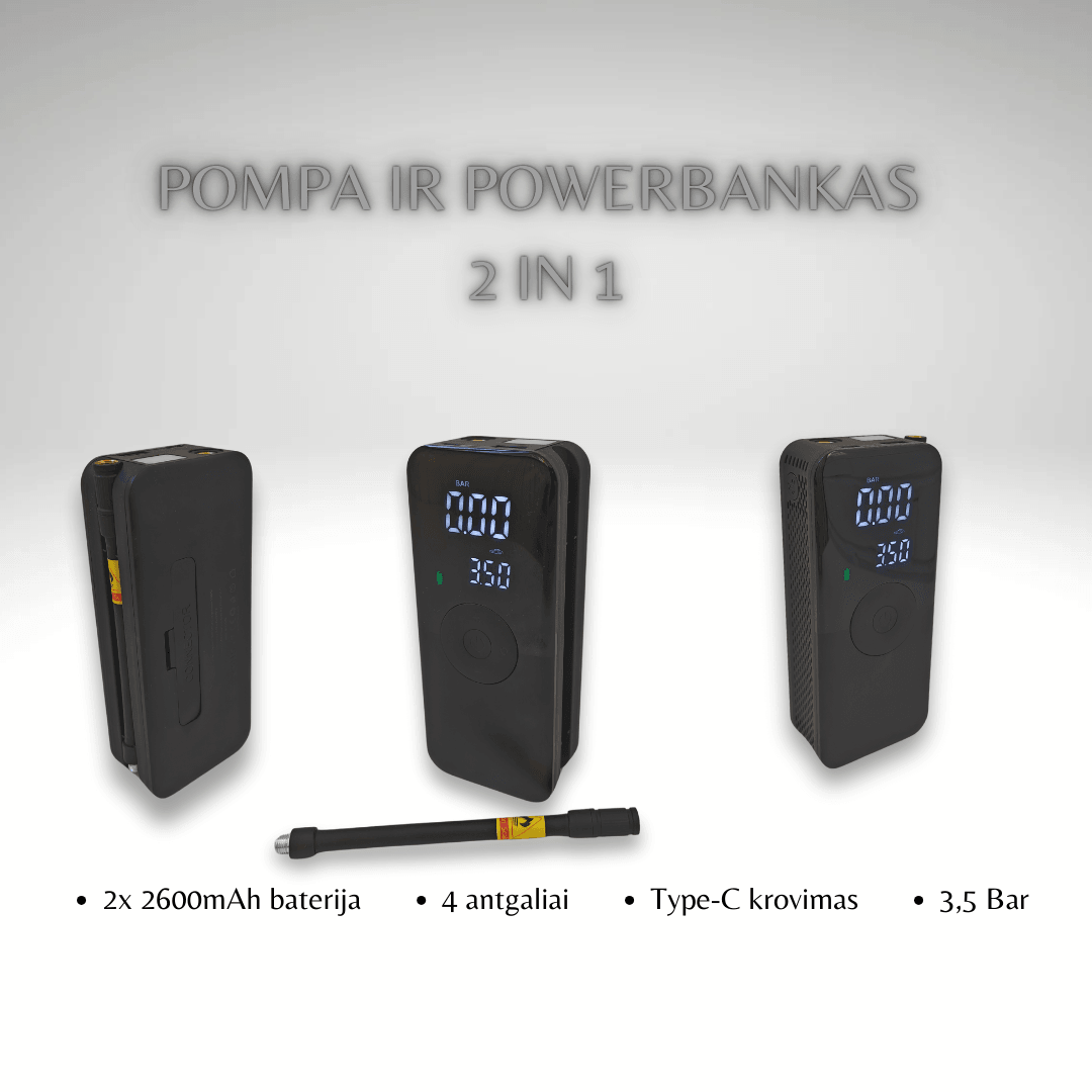 Automobilio rinkinys NR-1 Type C USB - belaidė pompa kuri pripys net automobilio rata